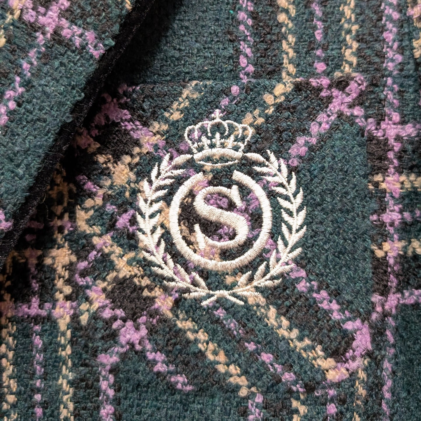 ベロアパイピングチェックウールジャケット