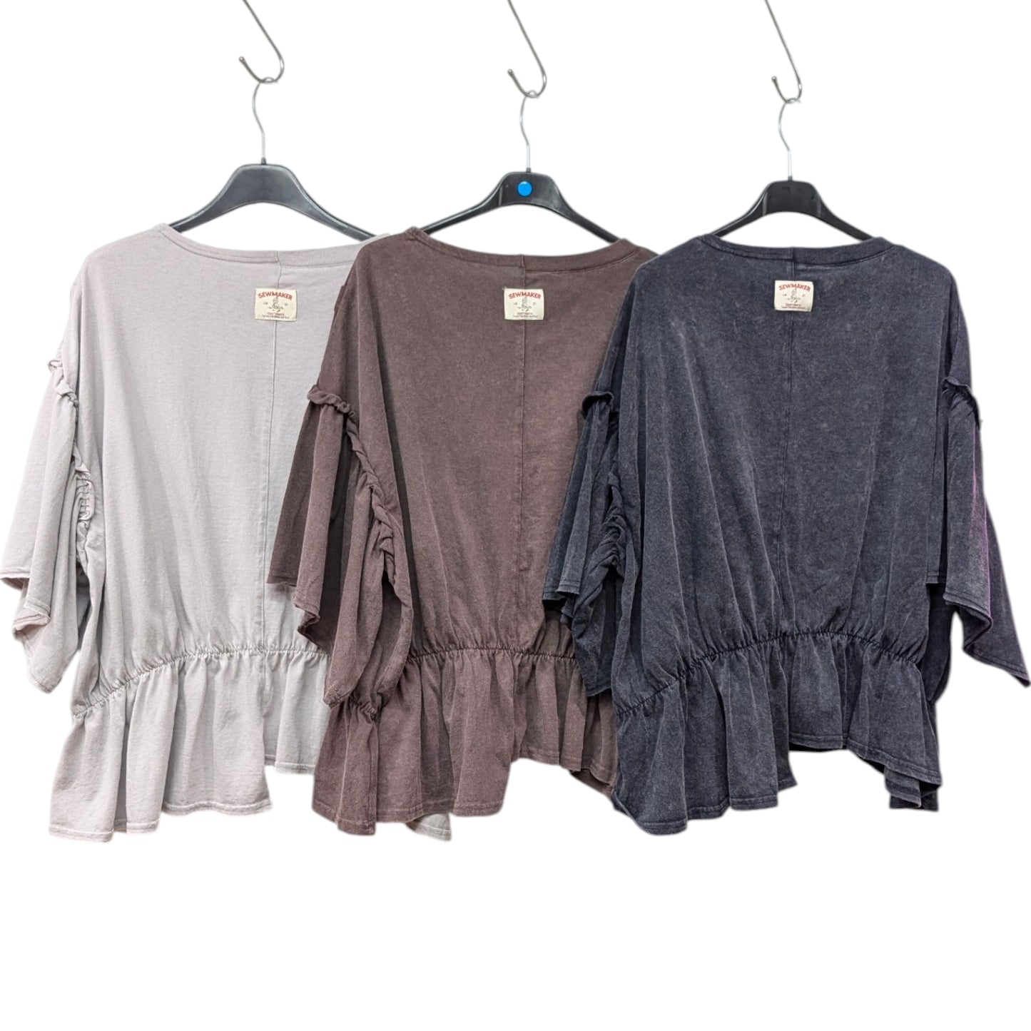 切替フリルロゴ五分袖Tシャツ