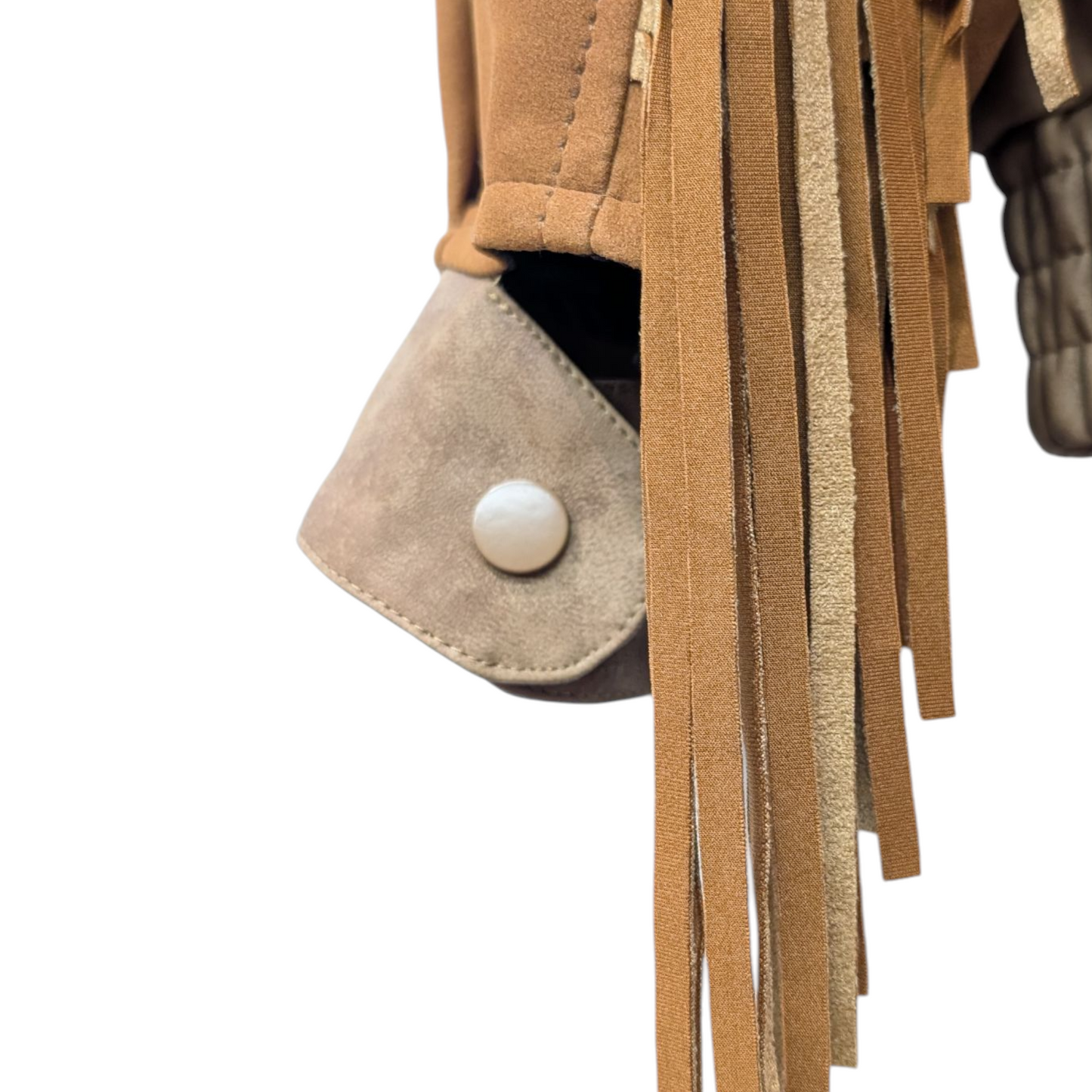 バッククマ刺繍フリンジスェードライクブルゾン