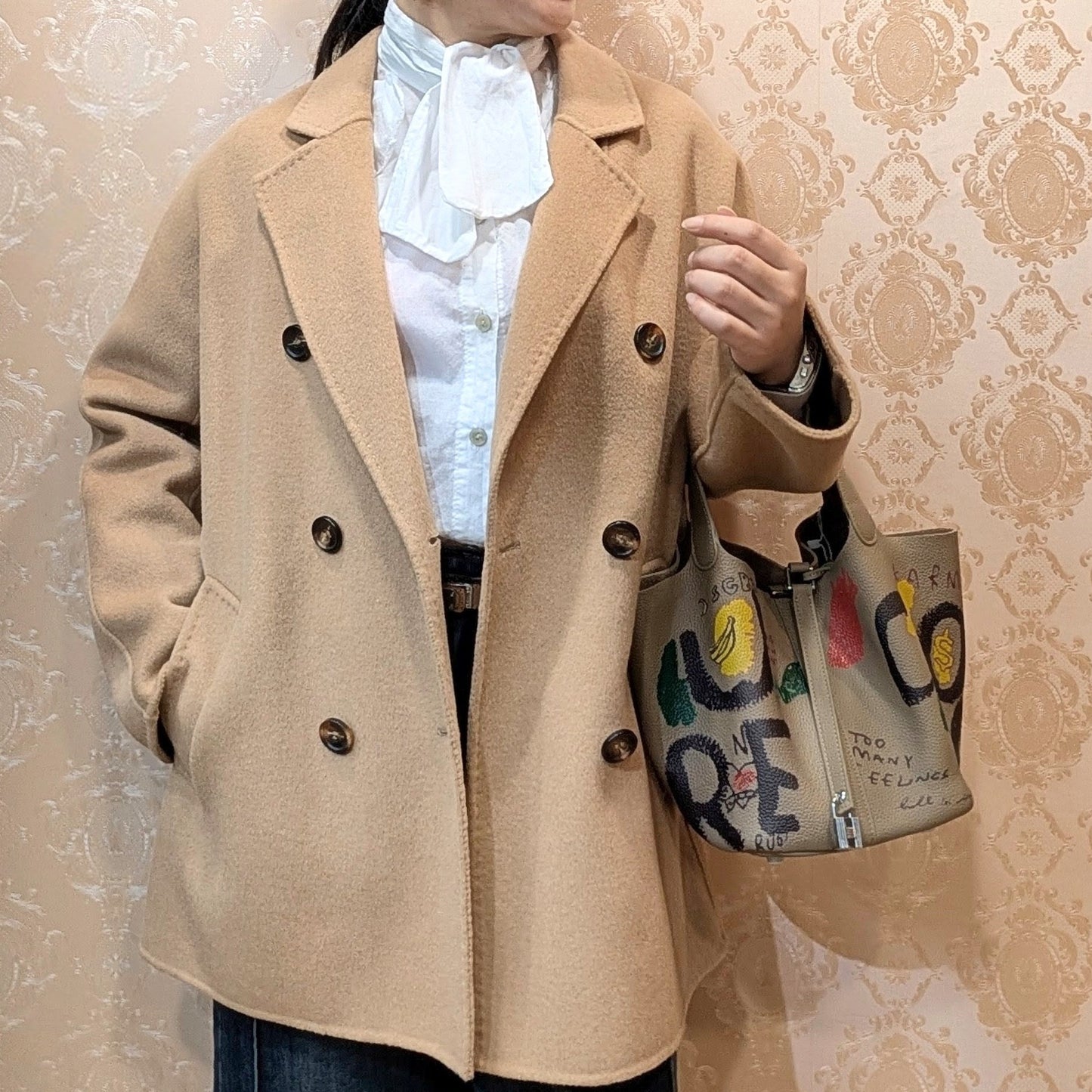 HANDMADEウール100％一重Pコート