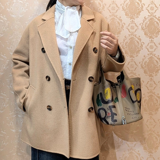 HANDMADEウール100％一重Pコート