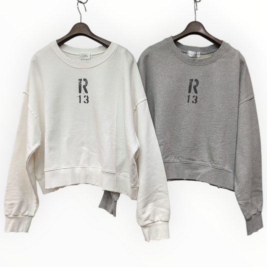 KOREA import ダメージ加工Rプリントスウェット
