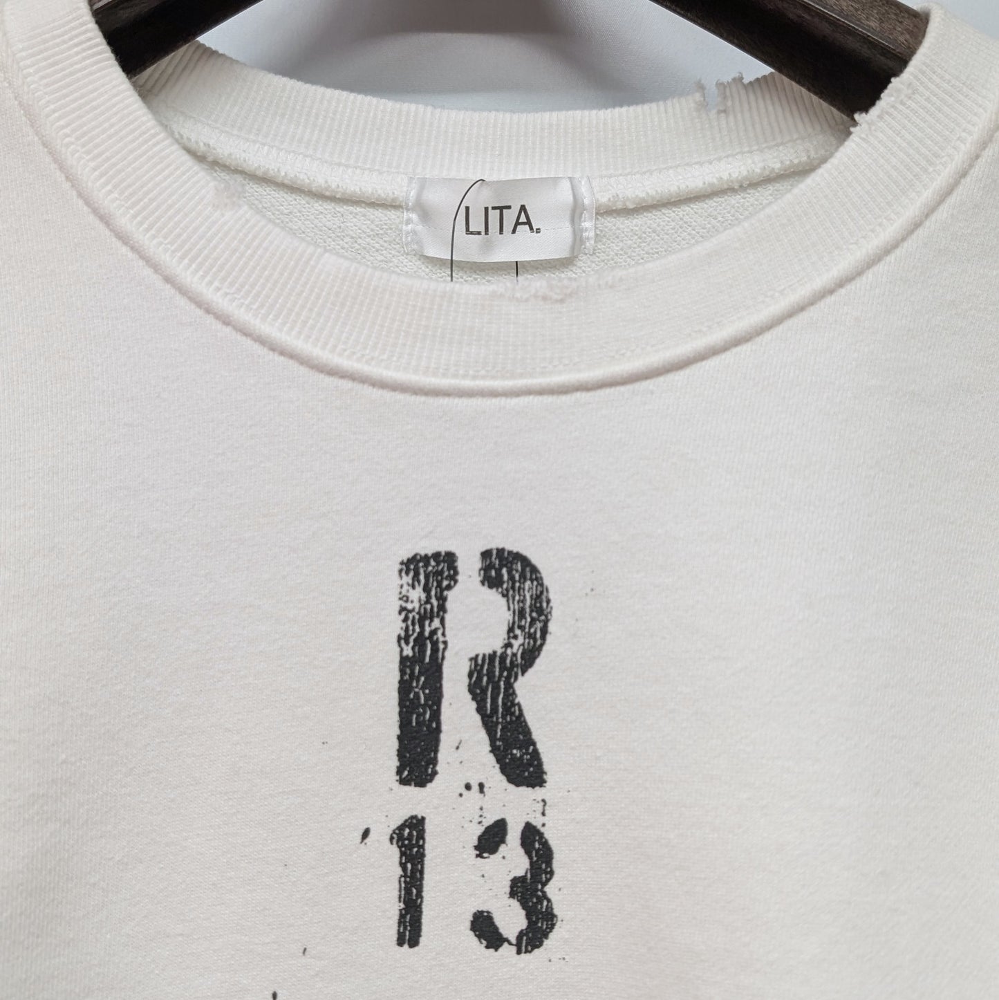 KOREA import ダメージ加工Rプリントスウェット