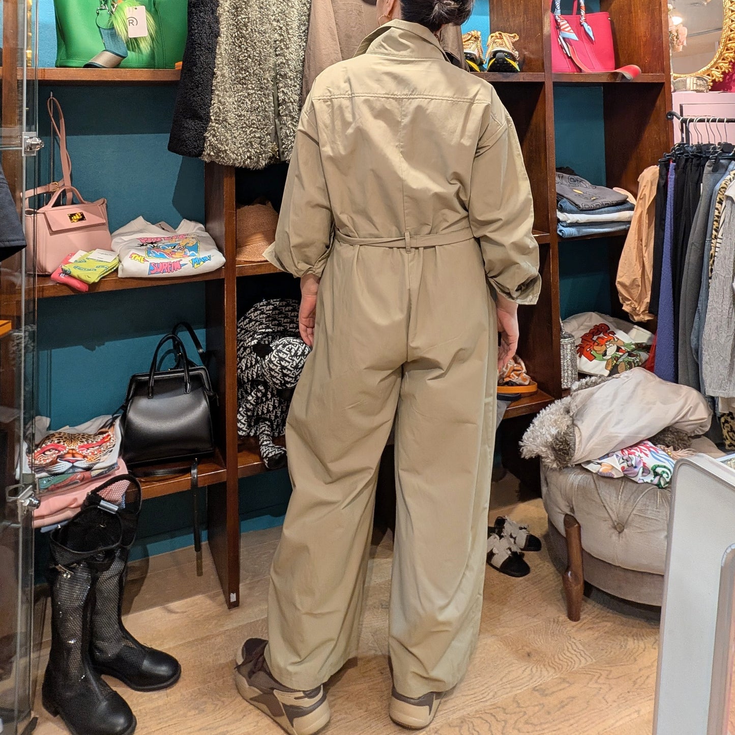 ハイネックジップアップつなぎ