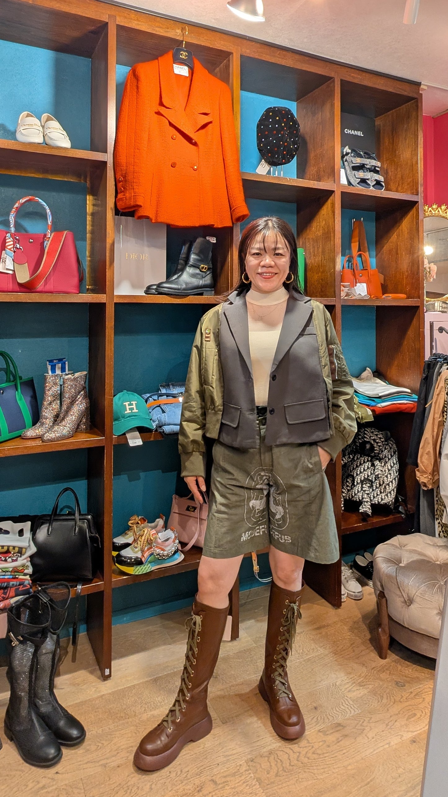 ハーフブルゾン切替えショートジャケット