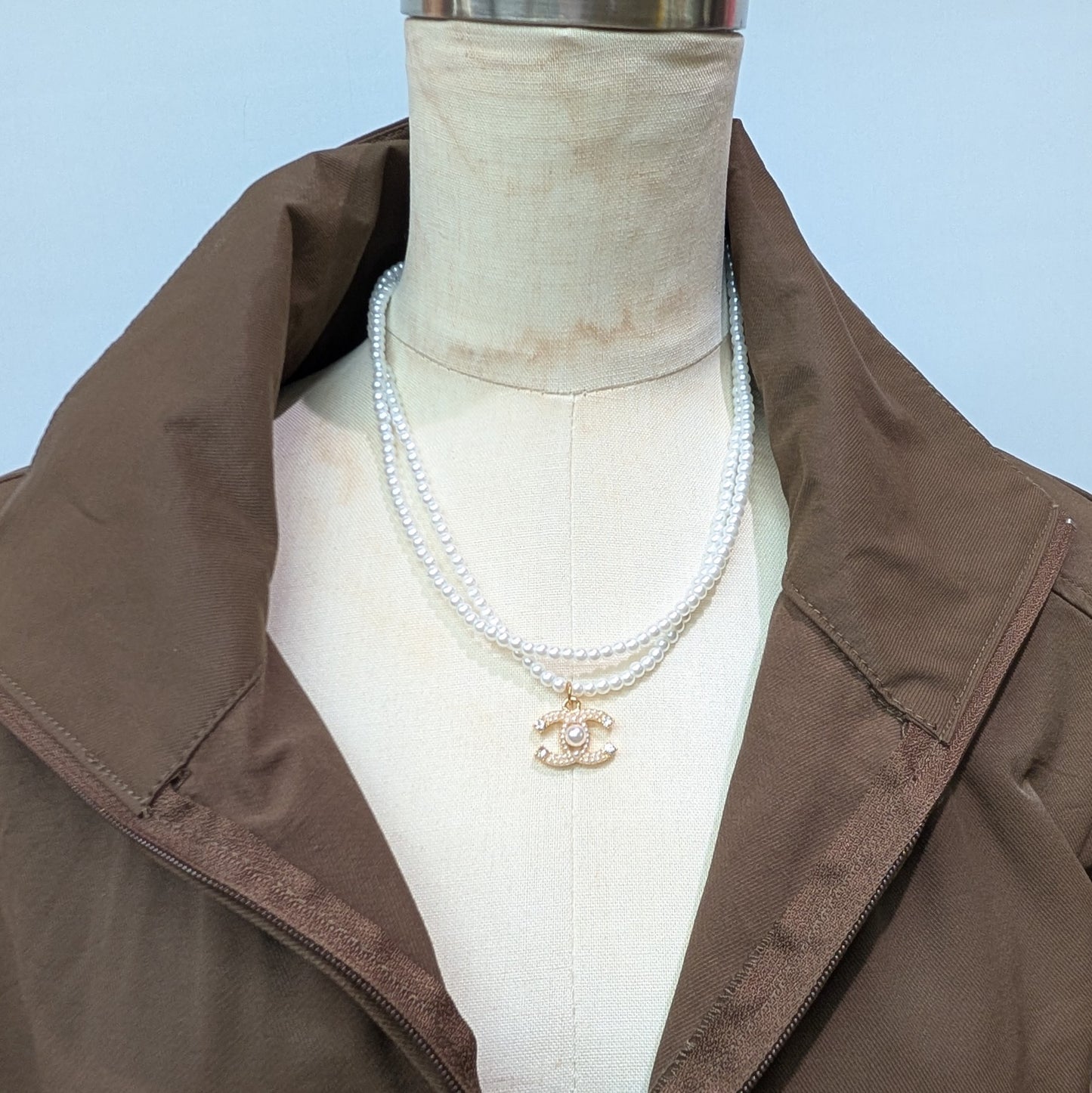 CC小粒パール2連ネックレス