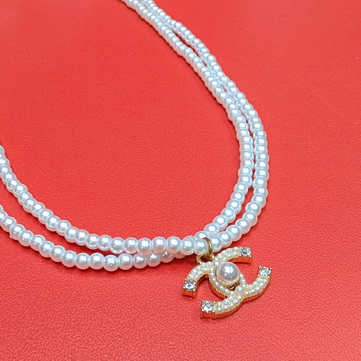 CC小粒パール2連ネックレス