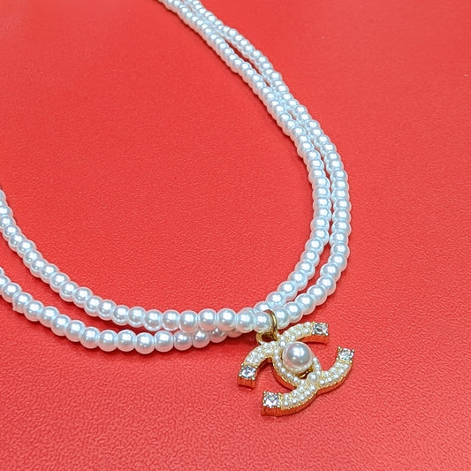 CC小粒パール2連ネックレス