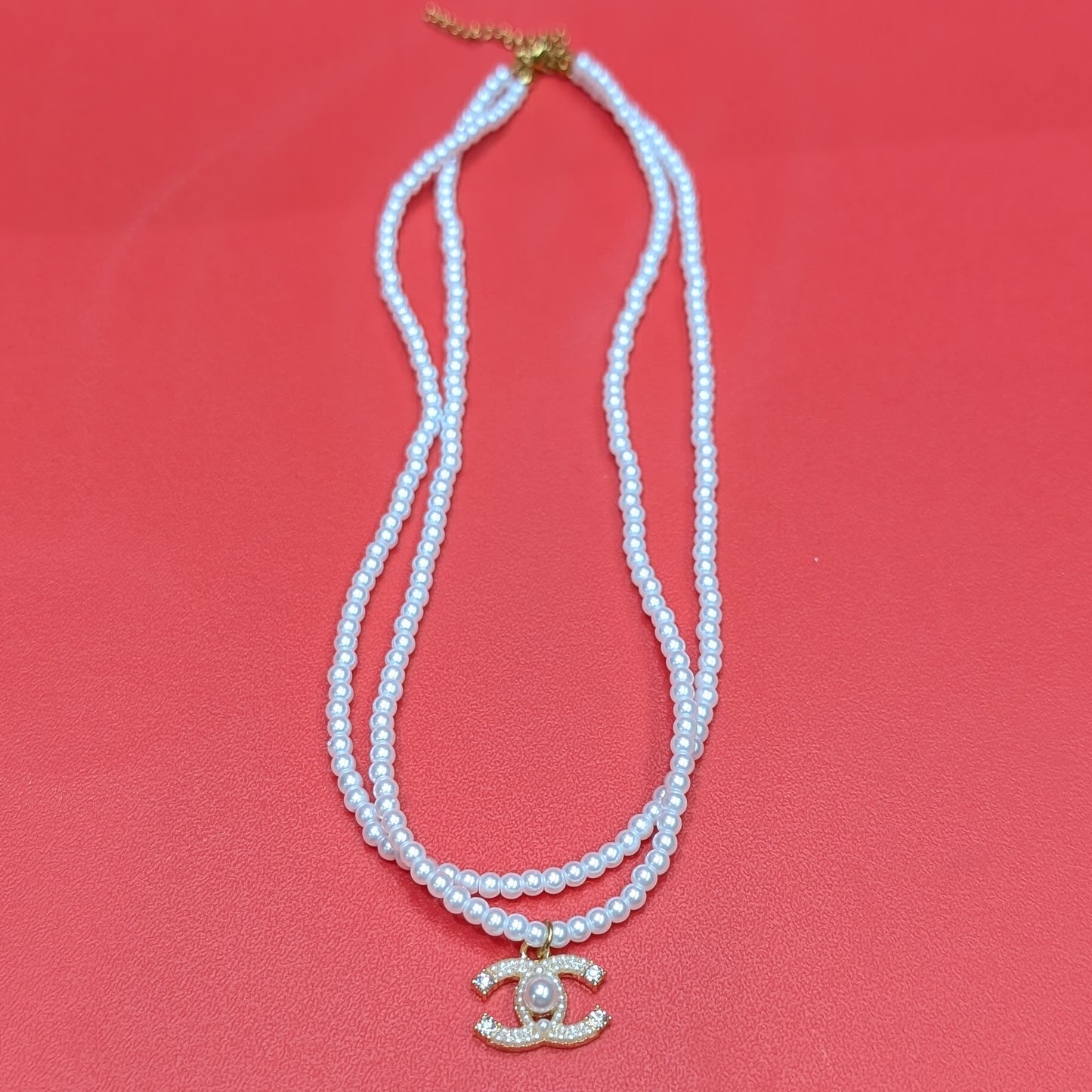 CC小粒パール2連ネックレス