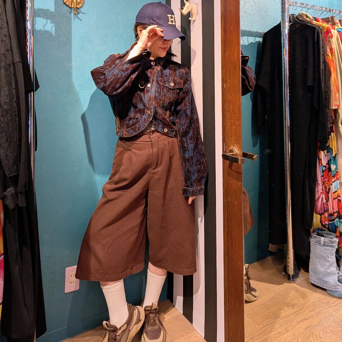 ベロアオンデニムショートブルゾン