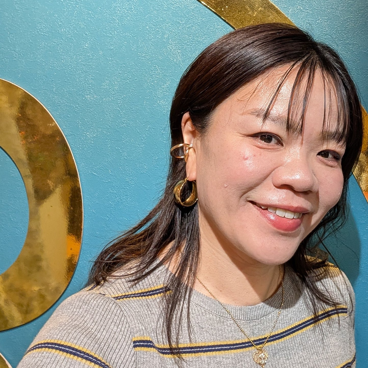 パール付きダブルイヤカフ