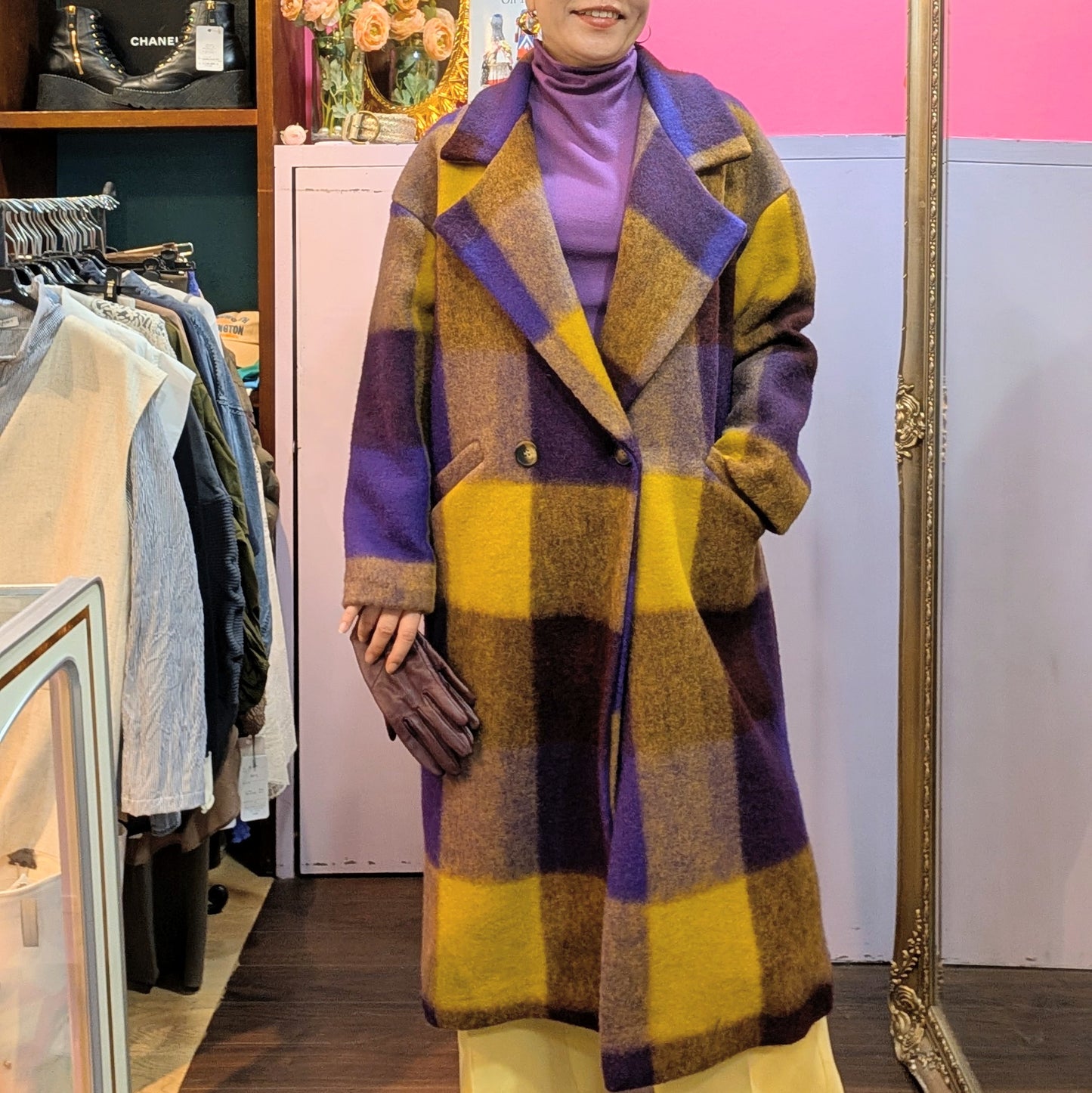 ITALY import 圧縮ウールロングコート