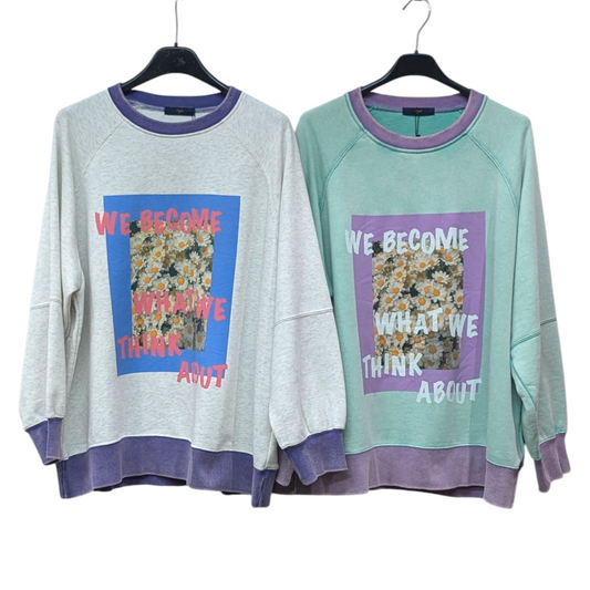 ヴィンテージ加工マーガレットバイカラースウェット