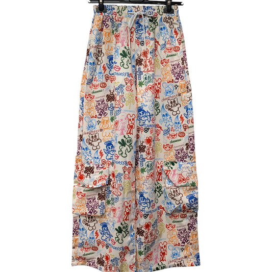 落書き風プリントカーゴパンツ