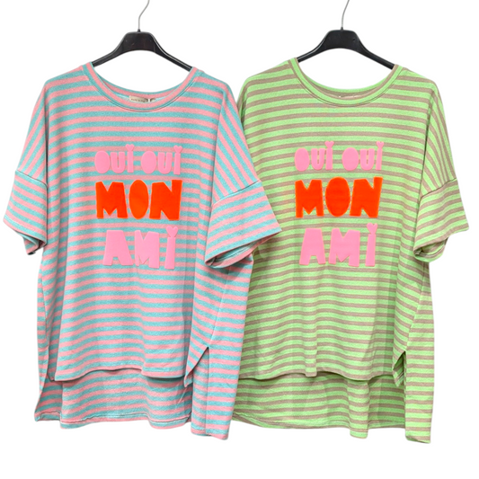 ITALY import ボーダーロゴTシャツ