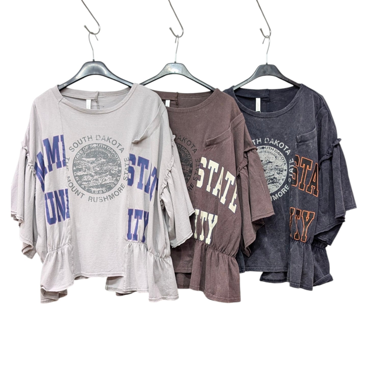 切替フリルロゴ五分袖Tシャツ