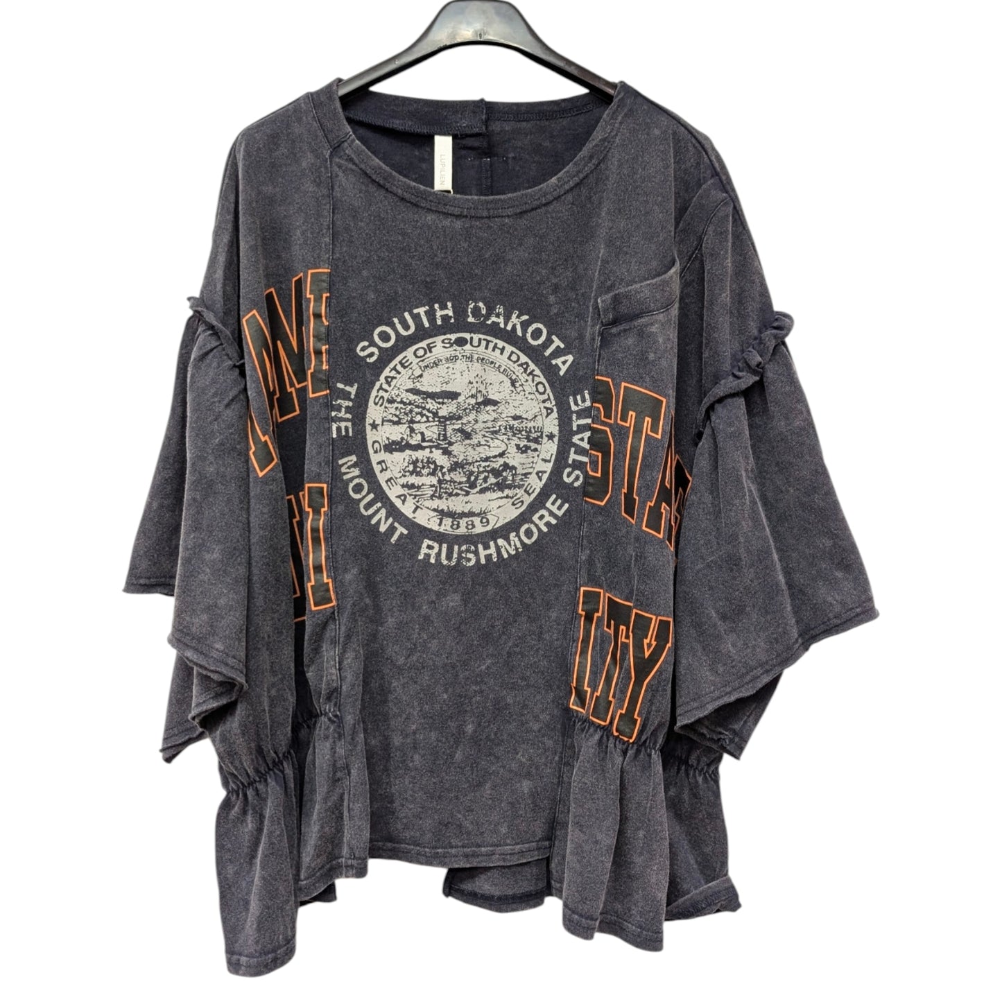 切替フリルロゴ五分袖Tシャツ