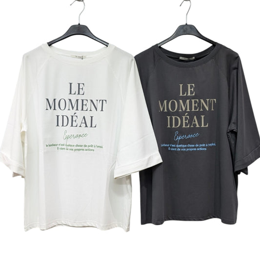 冷間接触五分袖ロゴTシャツ