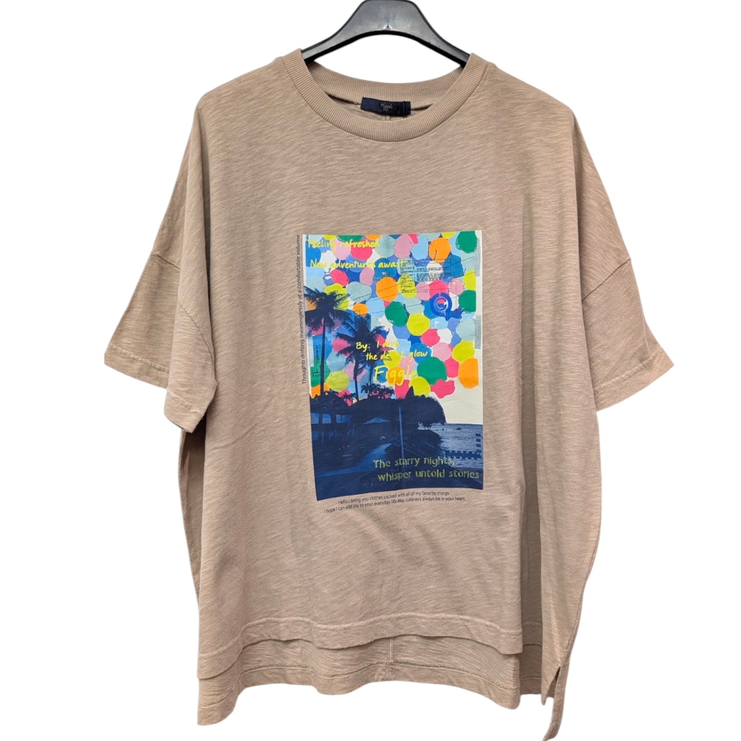 スラブコットンバルーンプリントTシャツ