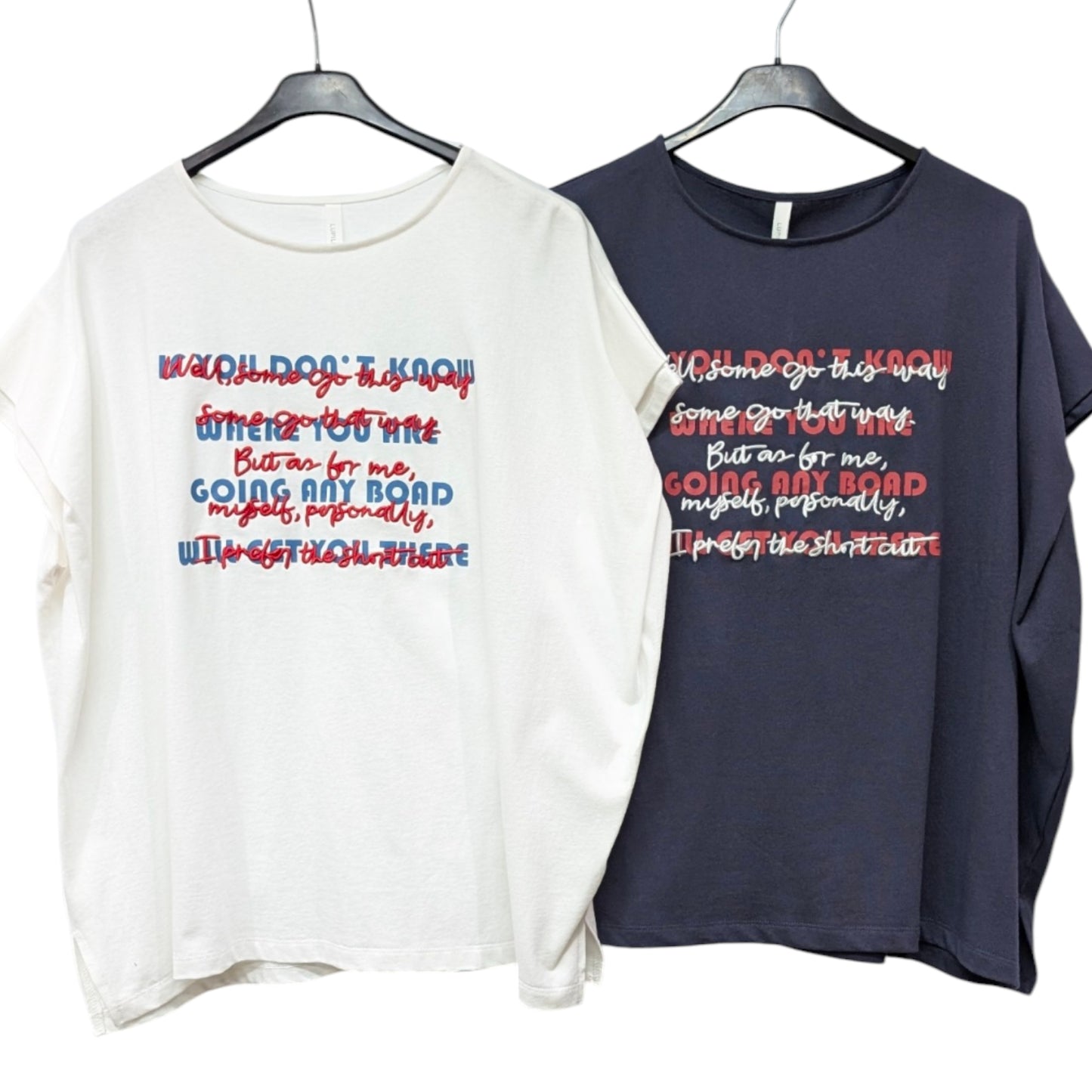 刺繍＆プリントダブルロゴフレンチスリーブTシャツ