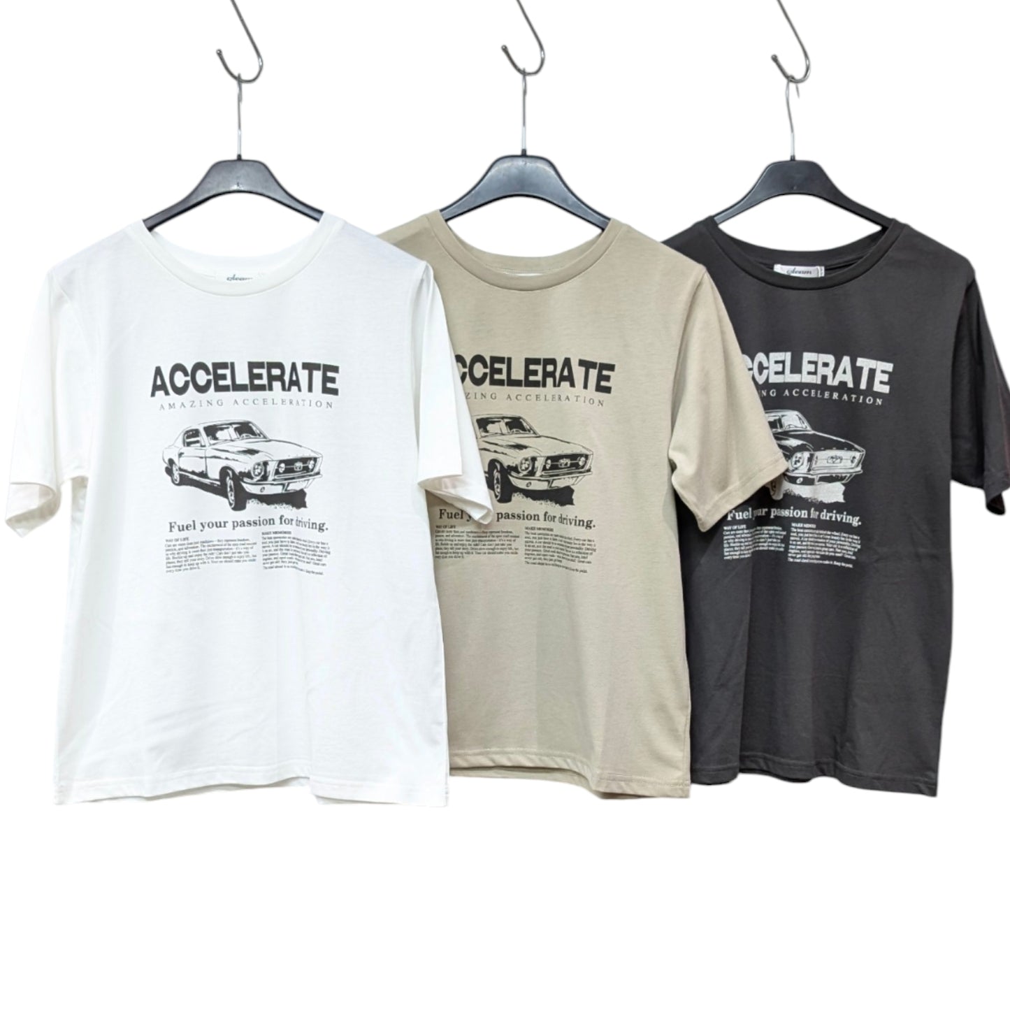 長め袖車プリントチビTシャツ
