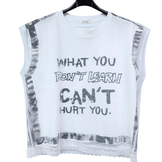 チュール重ね落書きTシャツ