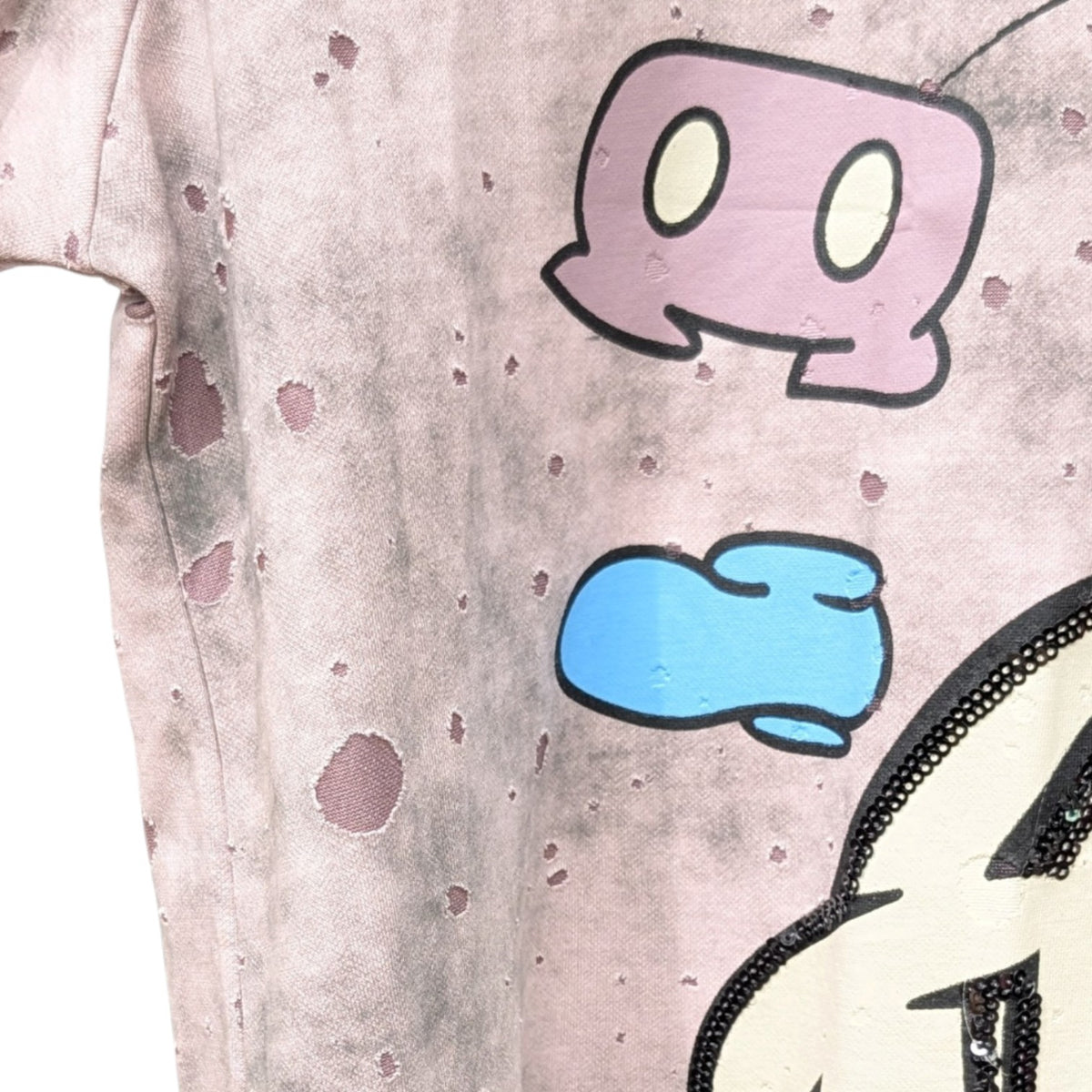 ダメージ加工スパンコールピンクパンサーTシャツ