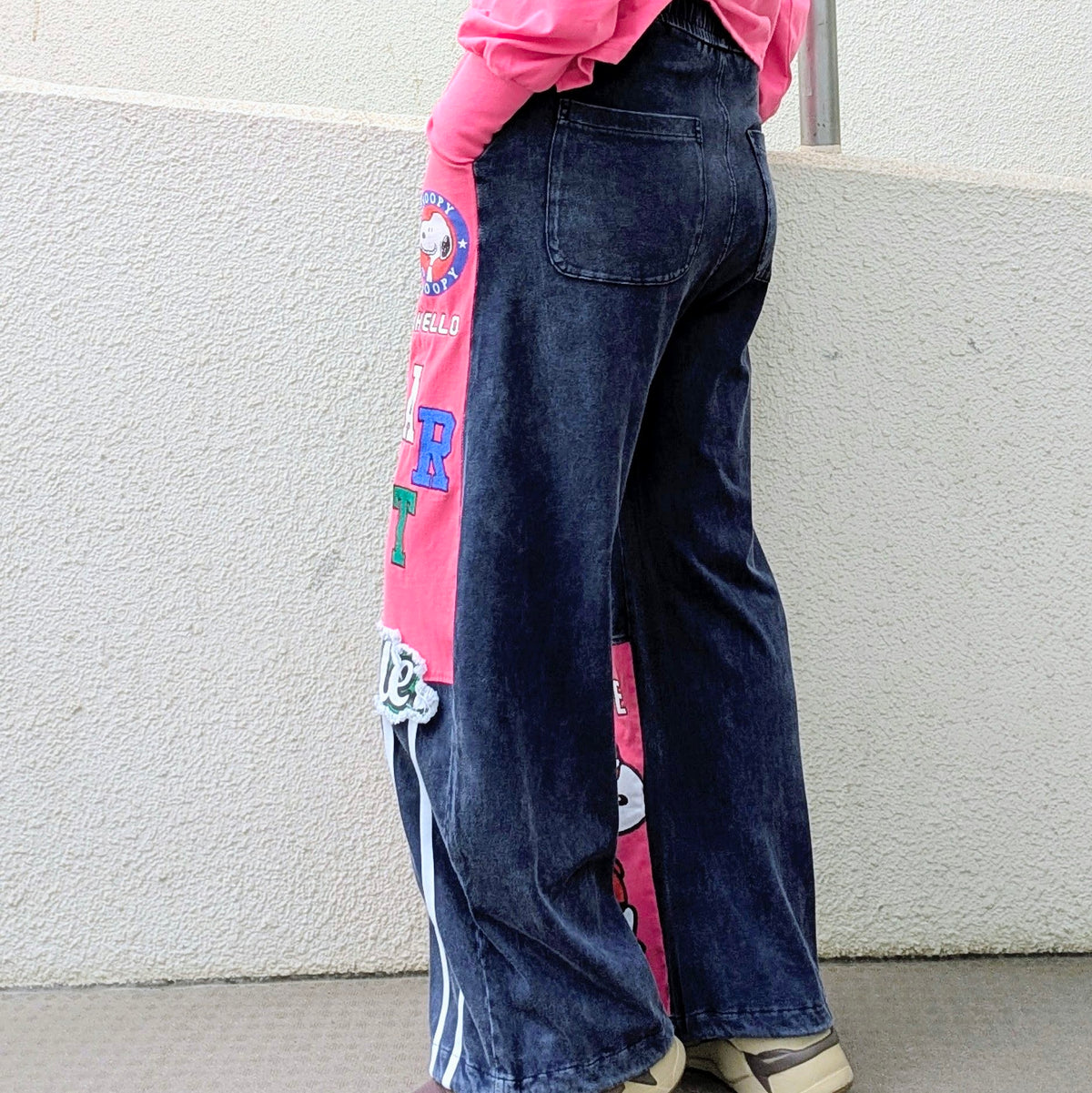 バイオ加工スヌーピープリントスウェットパンツ