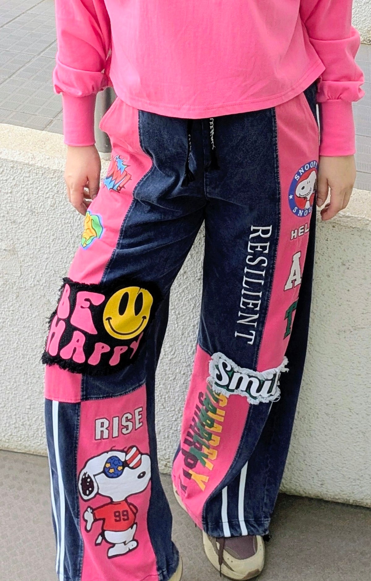 バイオ加工スヌーピープリントスウェットパンツ