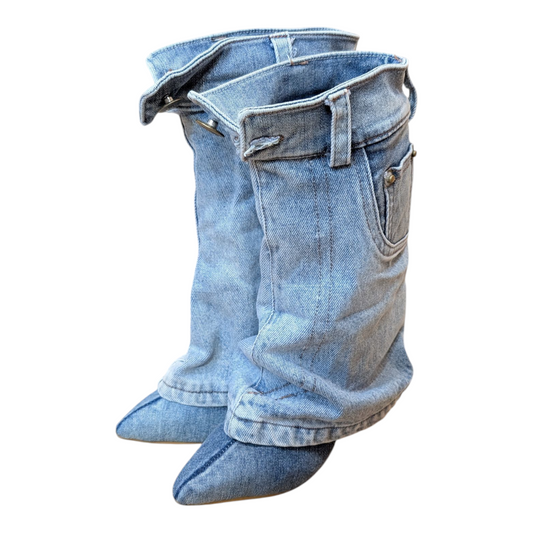 ハイヒールデニムミドルブーツ 24㎝
