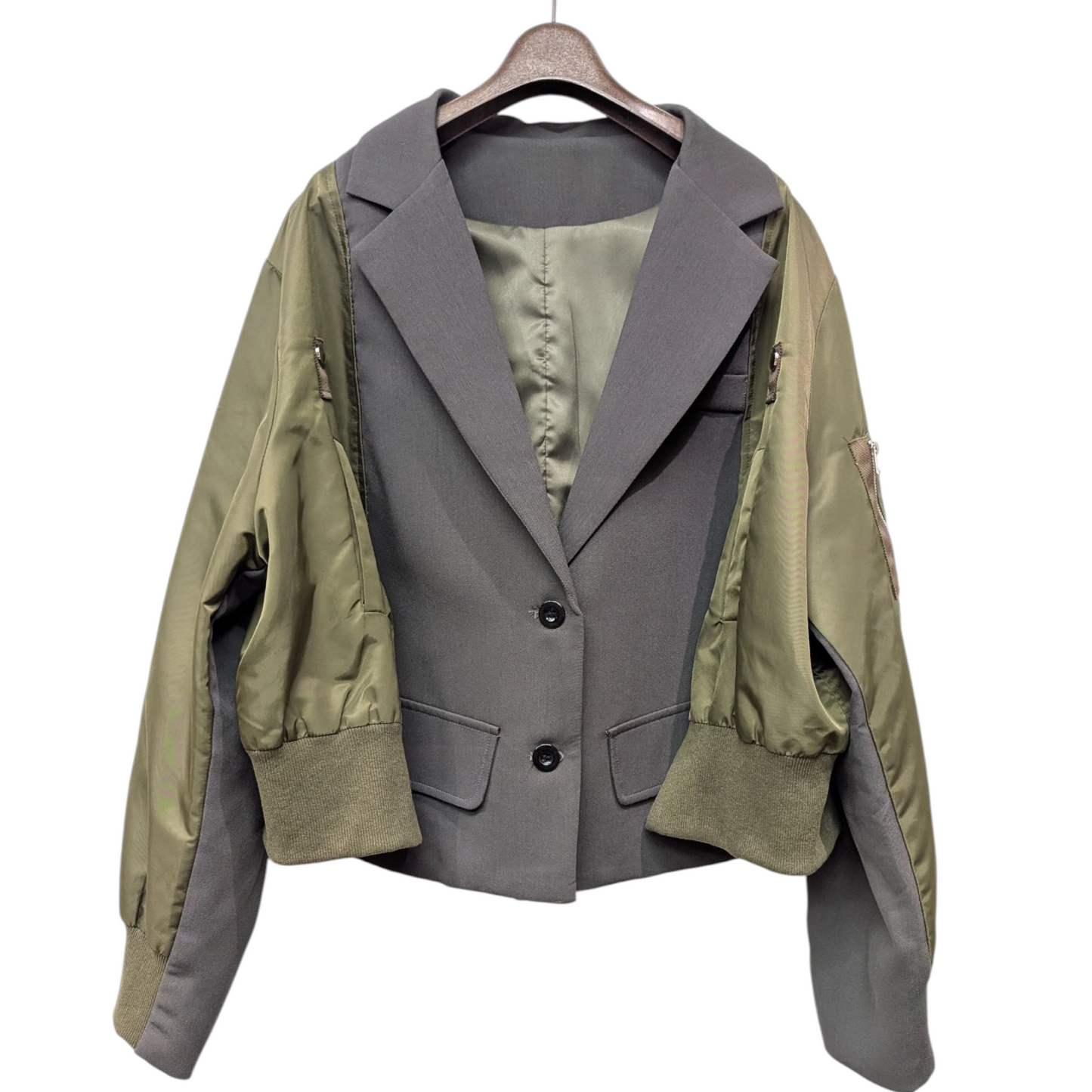 ハーフブルゾン切替えショートジャケット