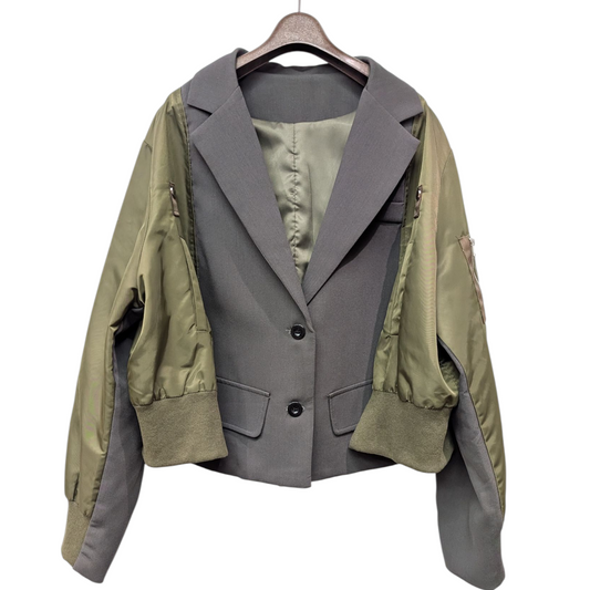 ハーフブルゾン切替えショートジャケット