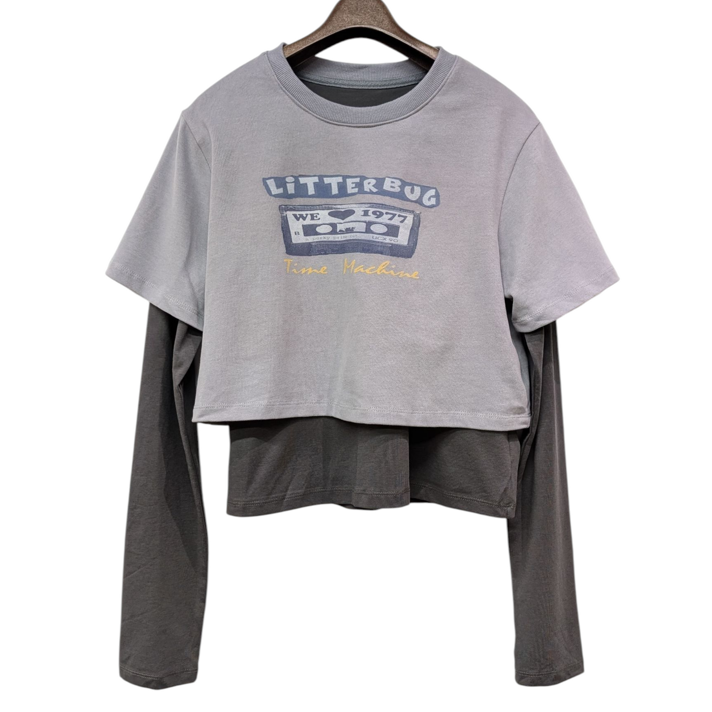 カセットプリント二重袖ロンT