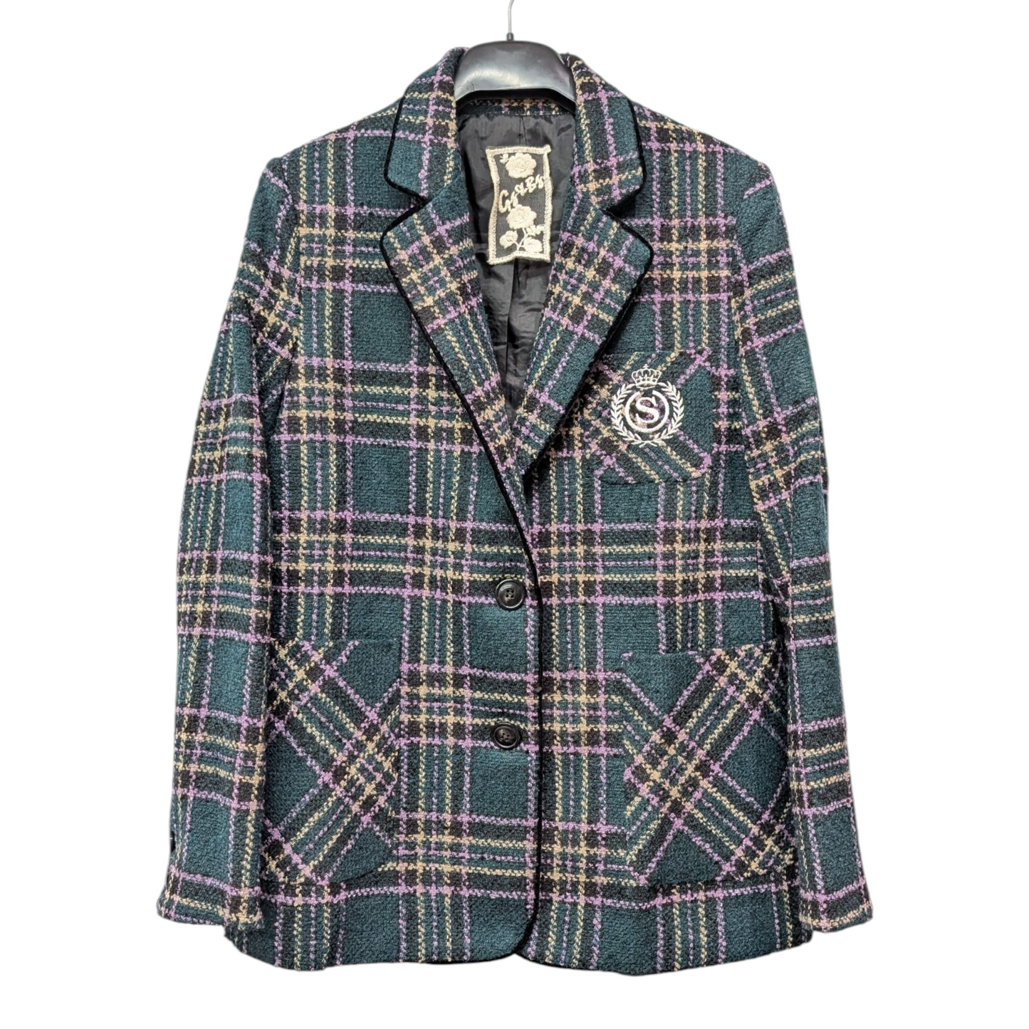 ベロアパイピングチェックウールジャケット