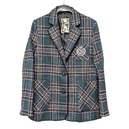 ベロアパイピングチェックウールジャケット