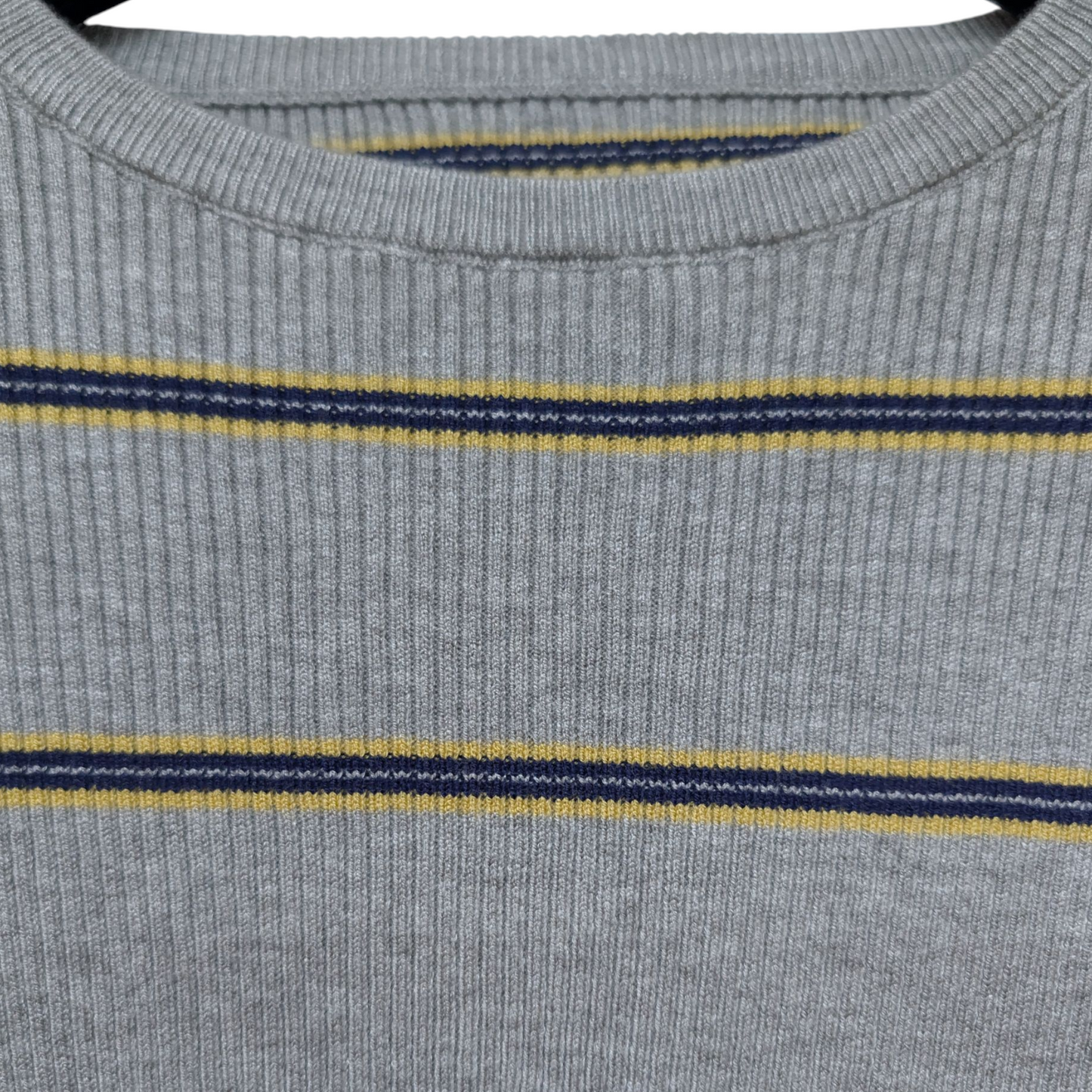 レーヨン混ボーダーリブクルーニット