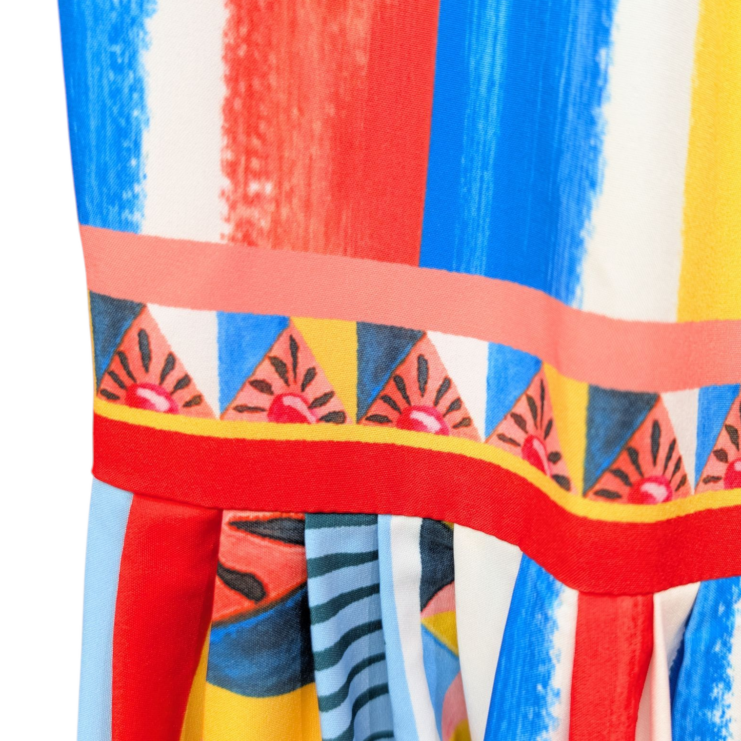 レインボーストライプビジューネックドレス