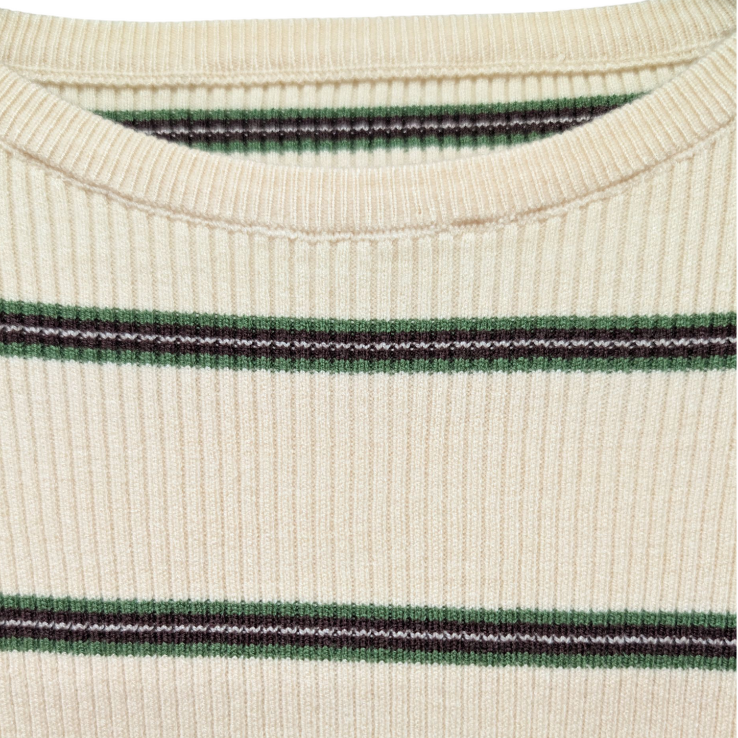 レーヨン混ボーダーリブクルーニット