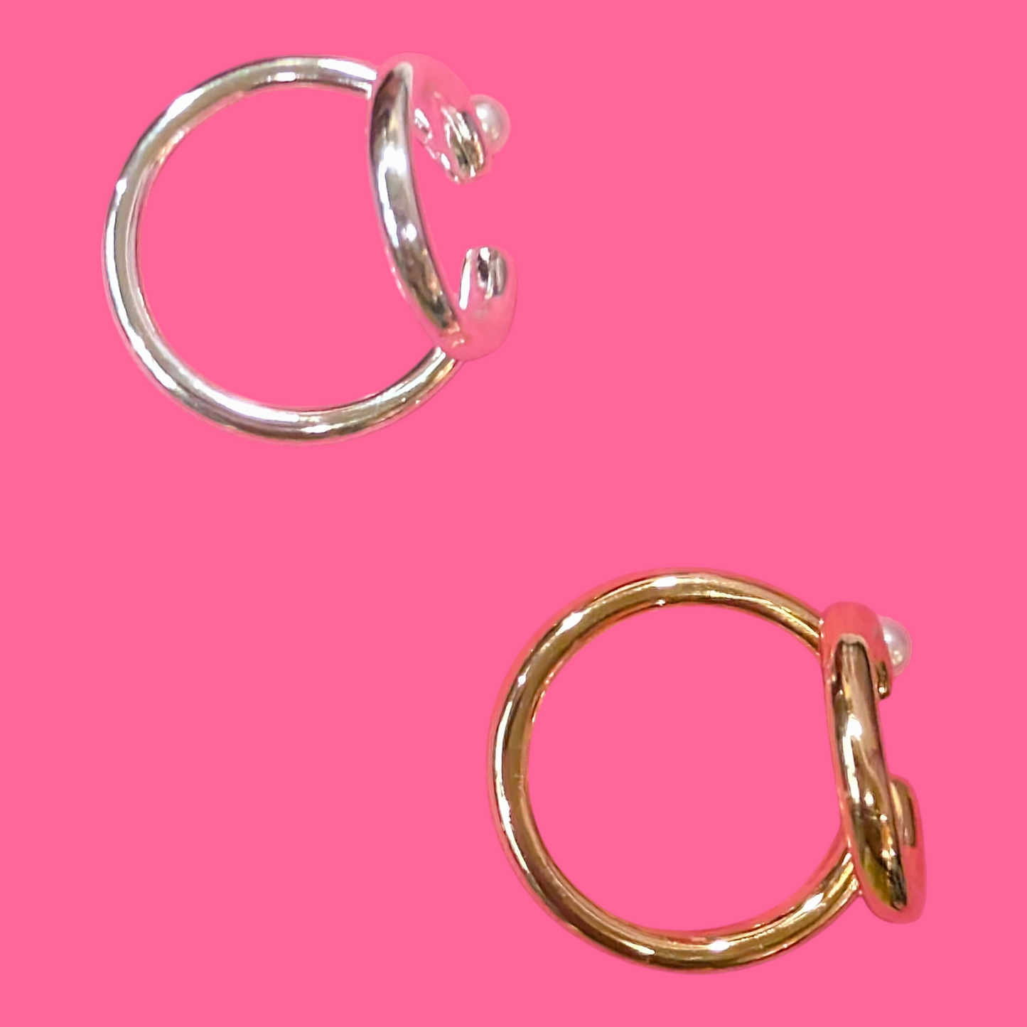 パール付きダブルイヤカフ