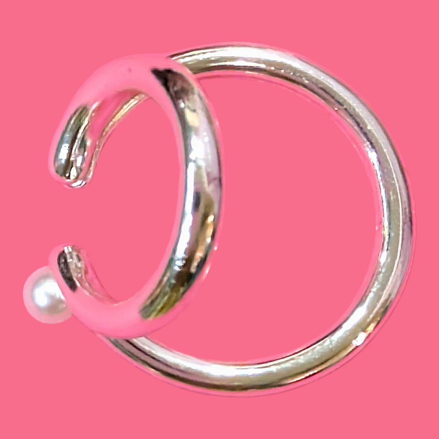 パール付きダブルイヤカフ