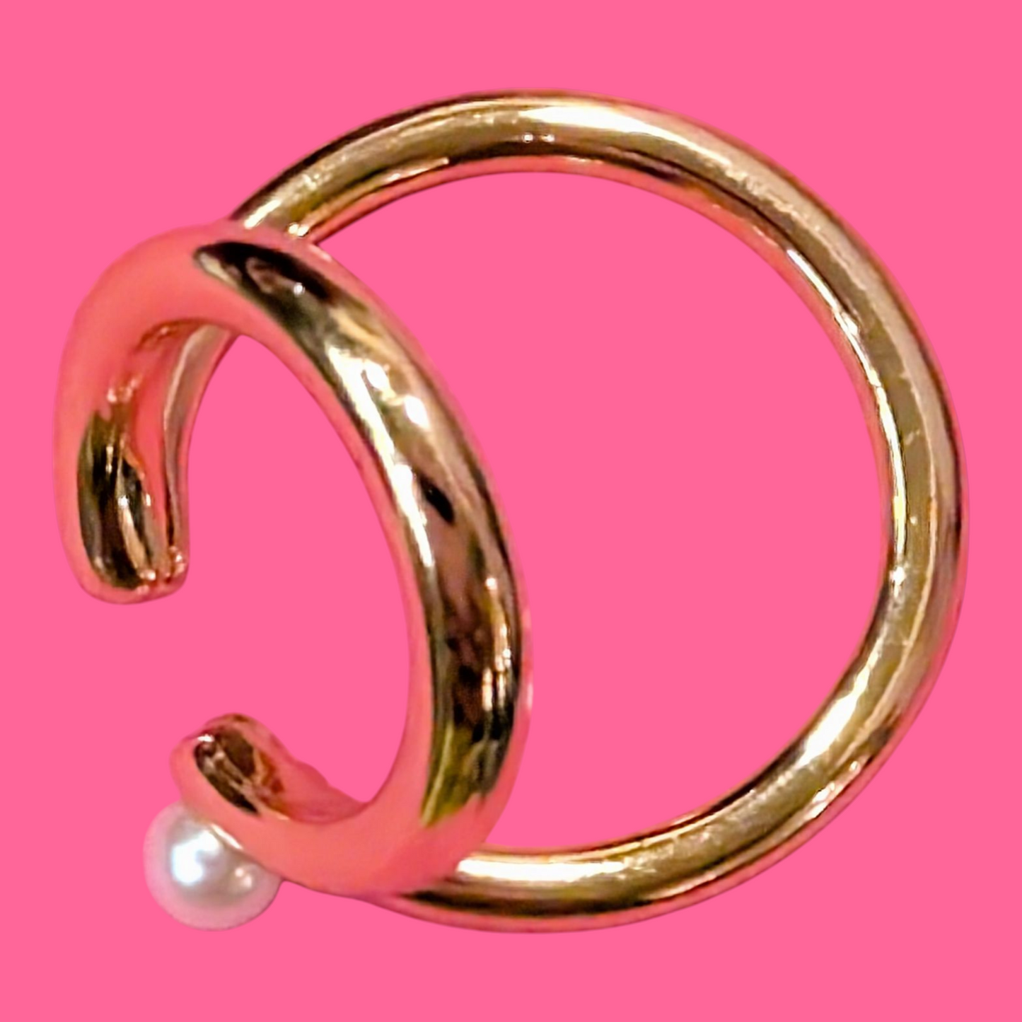 パール付きダブルイヤカフ