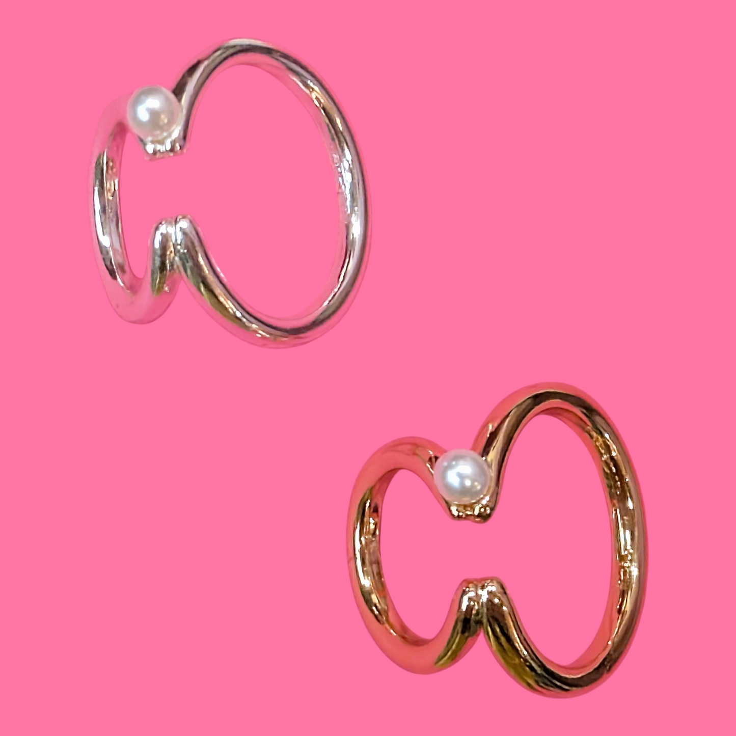 パール付きダブルイヤカフ