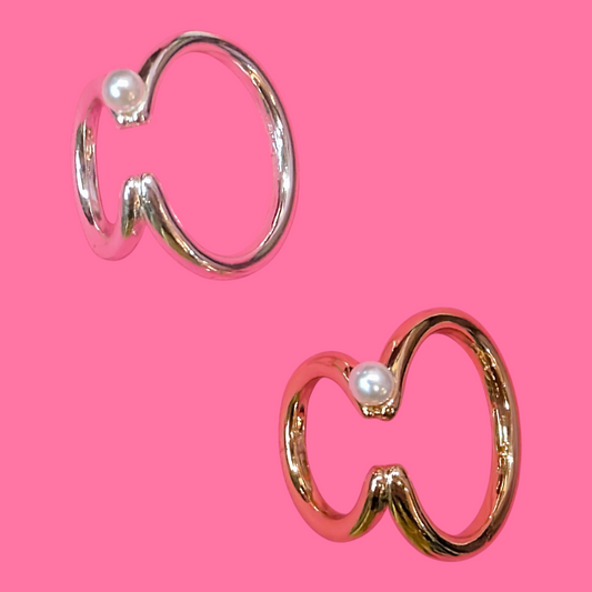 パール付きダブルイヤカフ