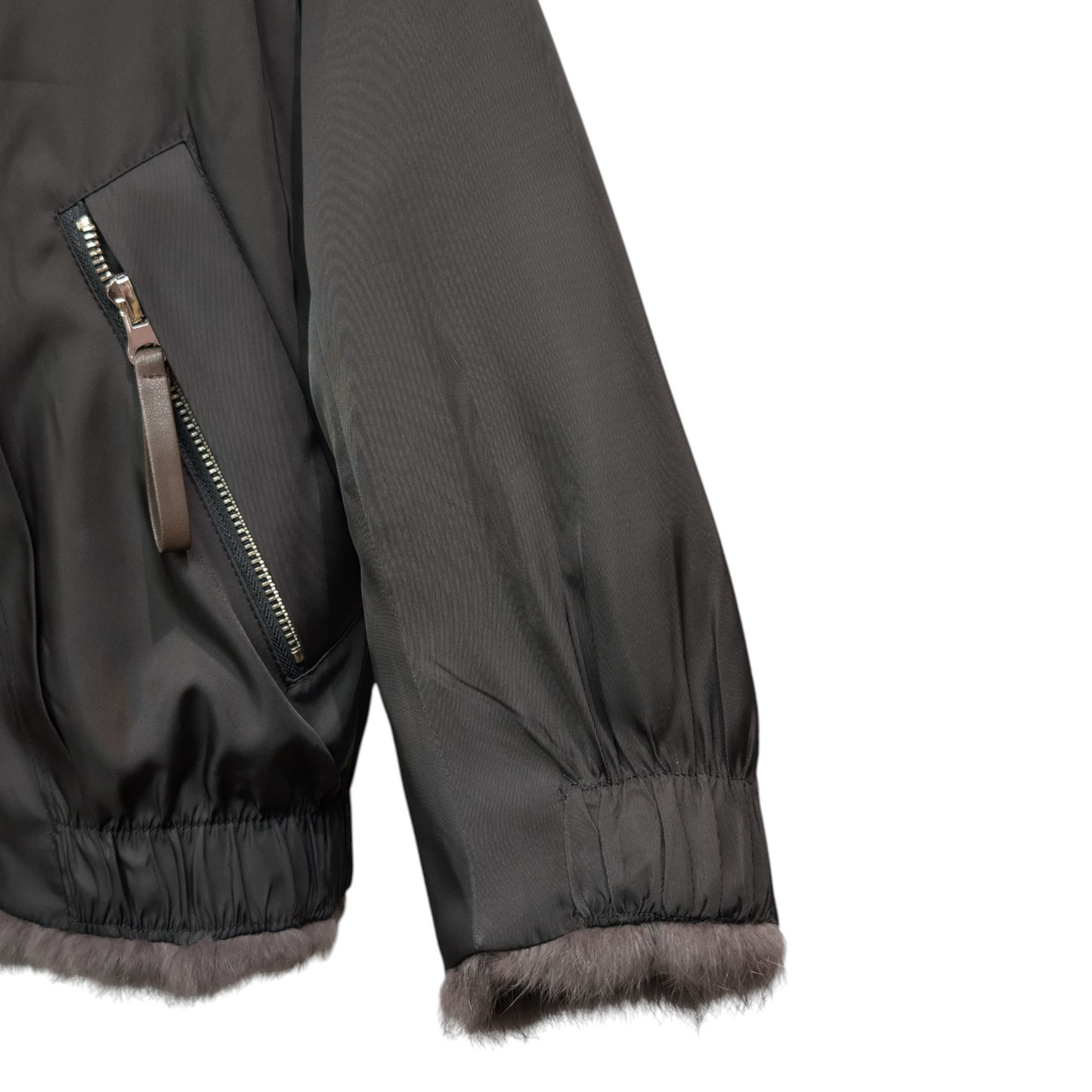 ラビットファー×ナイロンリバーシブルブルゾン　ブラック