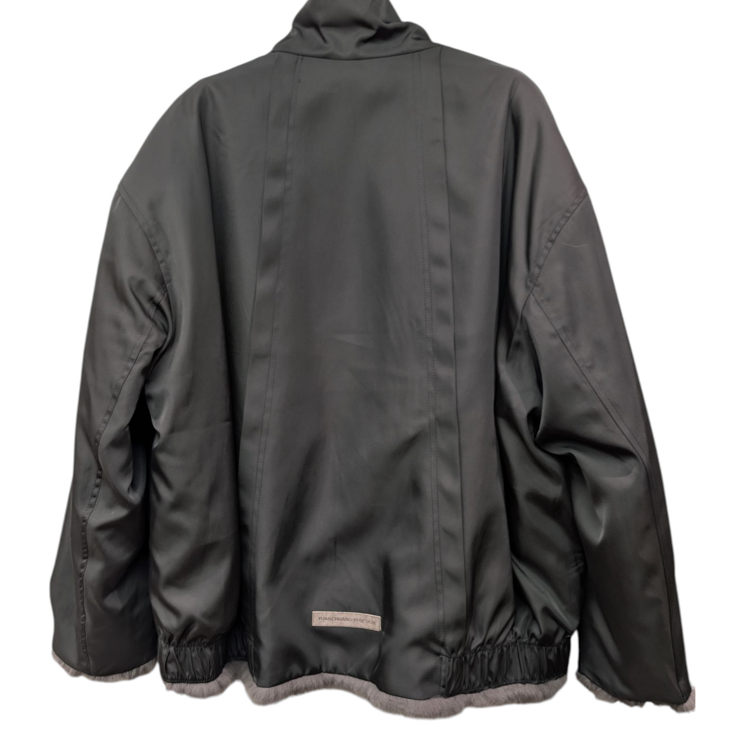 ラビットファー×ナイロンリバーシブルブルゾン　ブラック