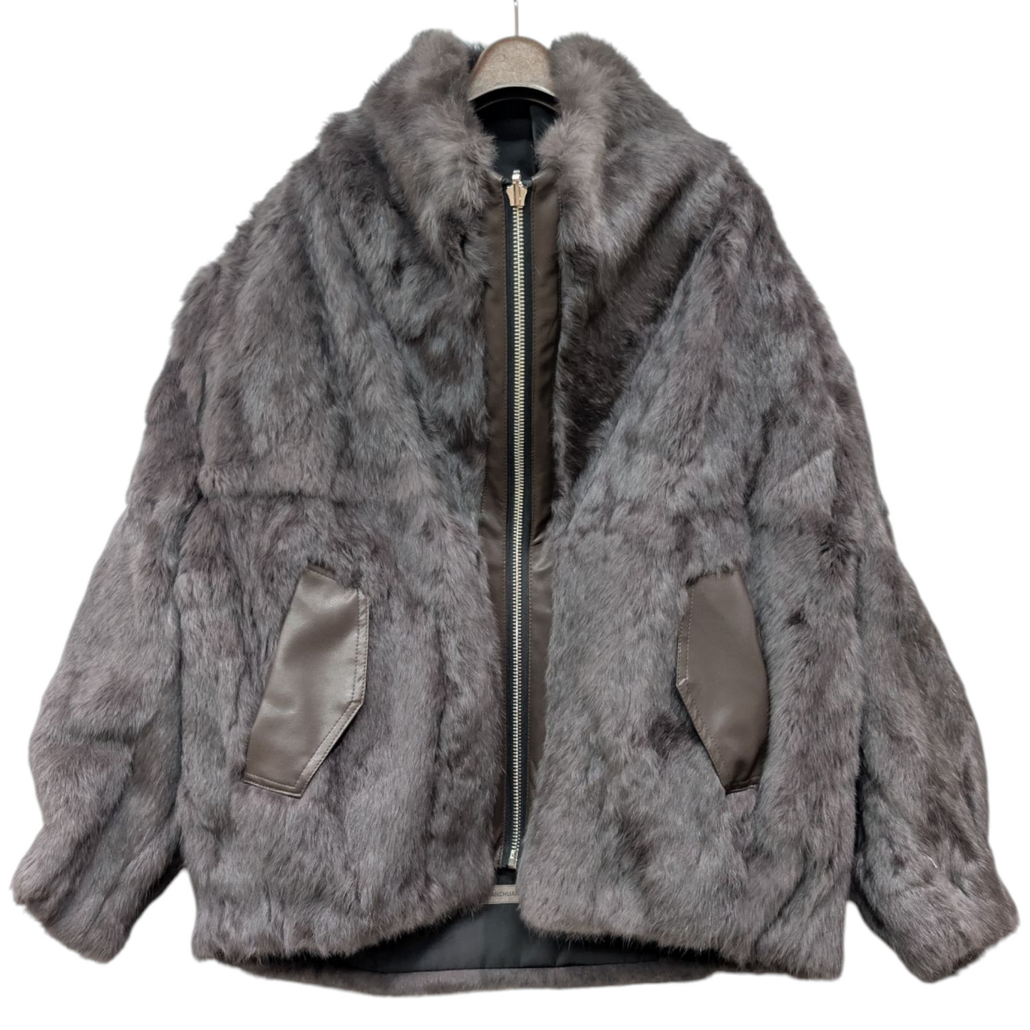 ラビットファー×ナイロンリバーシブルブルゾン　ブラック