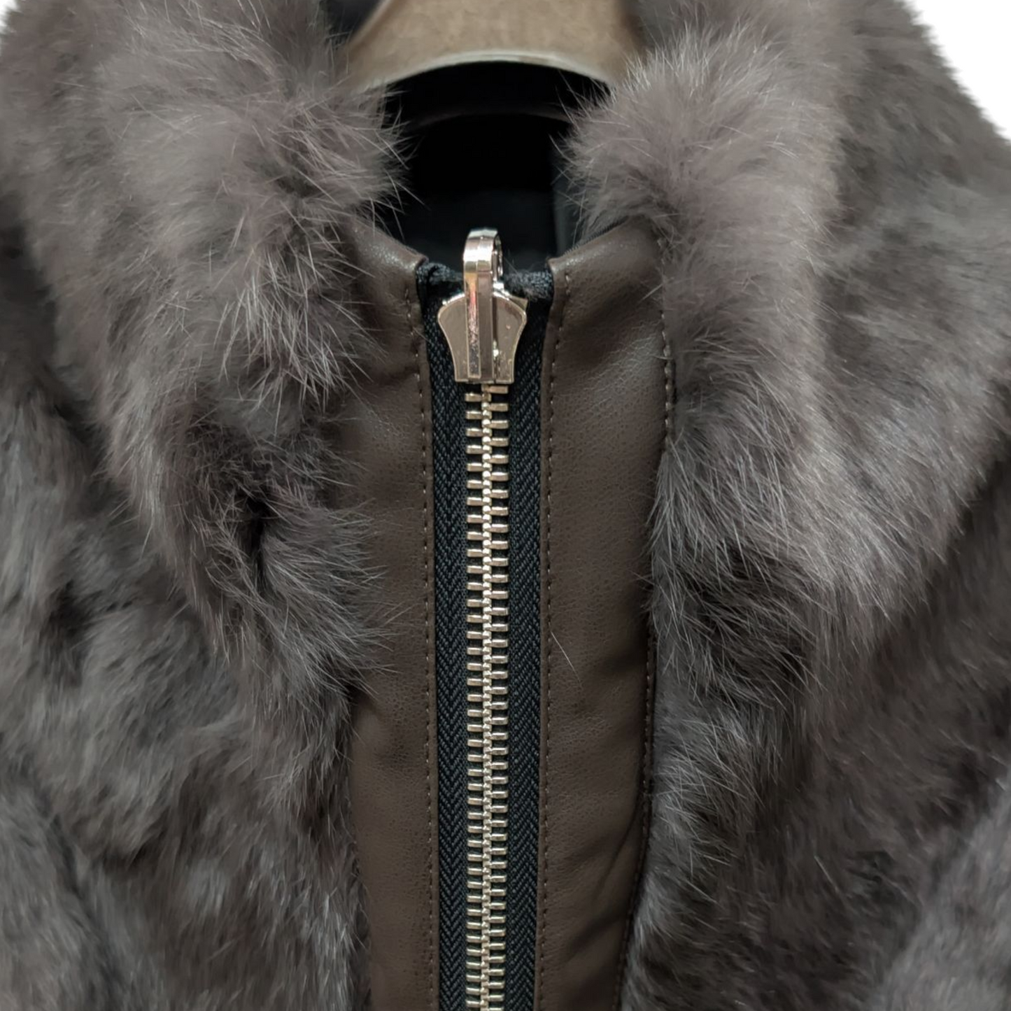 ラビットファー×ナイロンリバーシブルブルゾン　ブラック