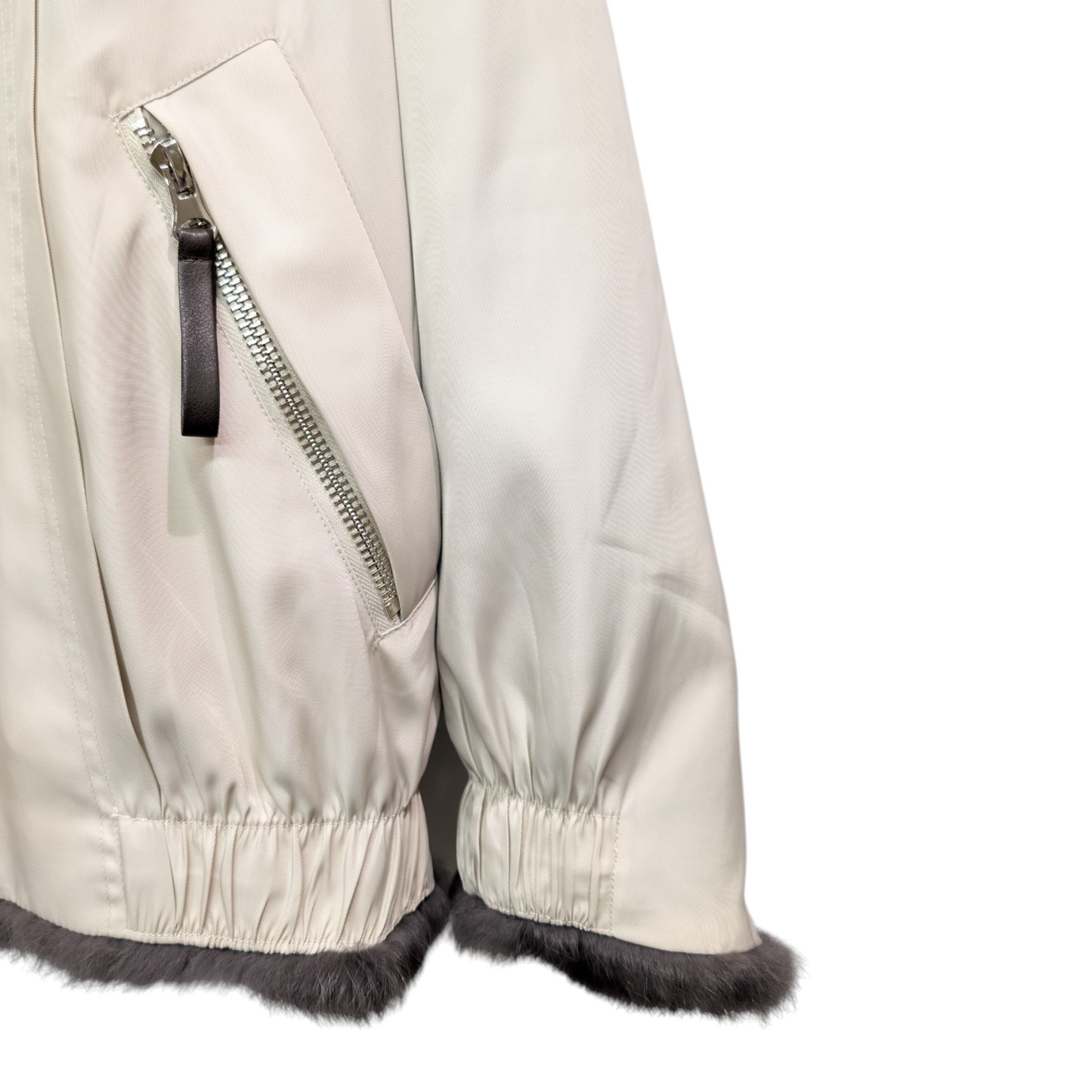 ラビットファー×ナイロンリバーシブルブルゾン　オフホワイト