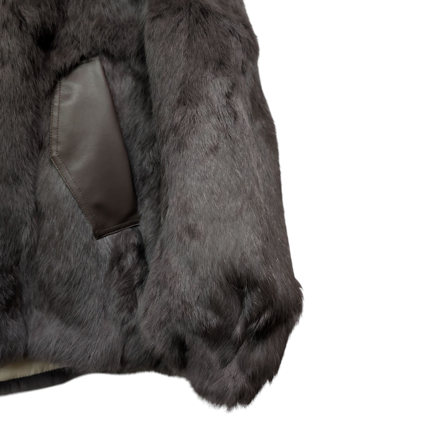 ラビットファー×ナイロンリバーシブルブルゾン　オフホワイト