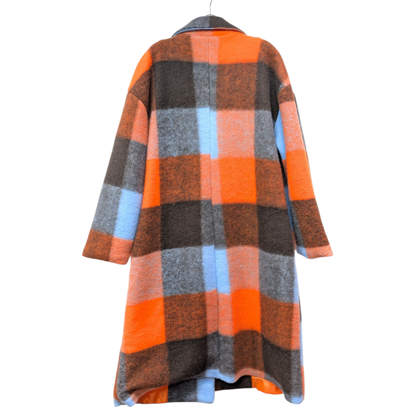 ITALY import ブロックチェック圧縮ウールコート